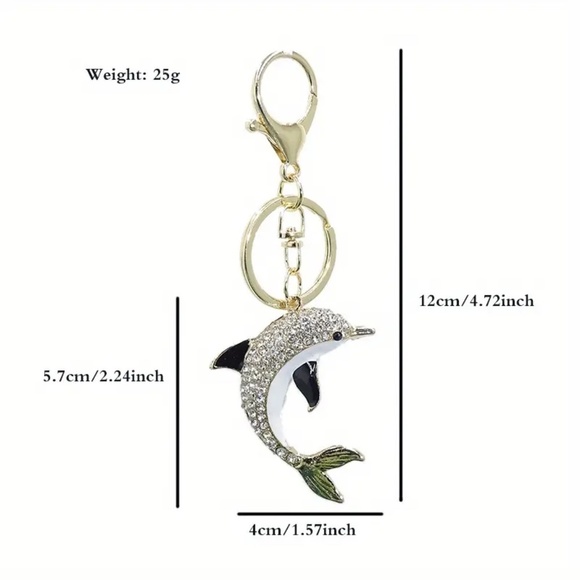 New Rhinestone Dolphin Keychain - Picture 4 of 6